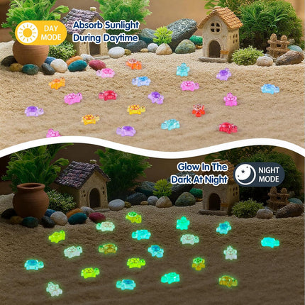 200 Mini Resin Turtles + 1 Jumbo – Glow in the Dark for Fairy Garden & Dollhouse