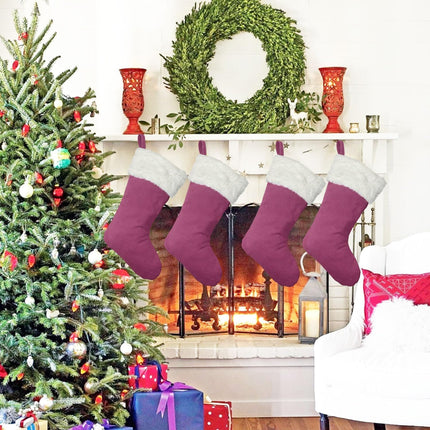 6-Pack 20" Pink Christmas Stockings, Large Xmas Decor for Fireplace & Tree