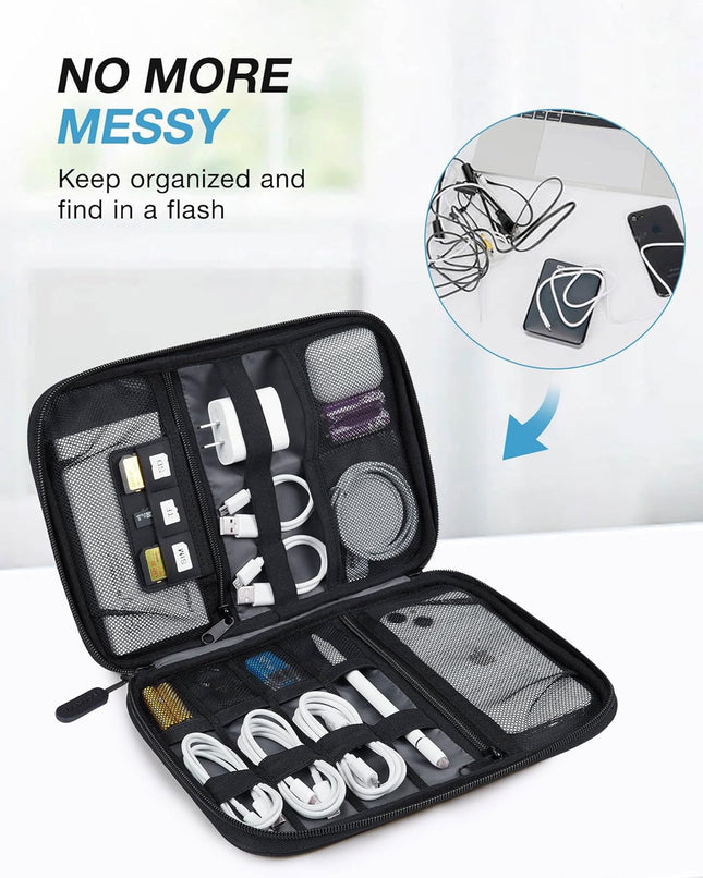 Large Electronics Travel Organizer Case – Tech Accessories Cord Storage Bag for Cables