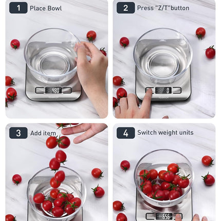 Digital Kitchen Food Scale – 11lb, 6 Units, Tare Function, Stainless Steel