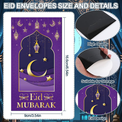 24PCS Eid Mubarak Envelopes – Cash Holders for Ramadan Money Gifts & Party Favors