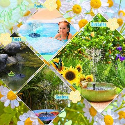 Upgraded Solar Water Fountain – 6 Nozzles, Floating Pump for Bird Bath & Garden