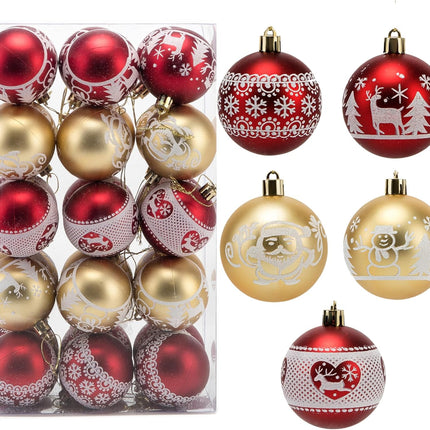 30 Pcs Christmas Balls Ornaments – 2.36'' Red & Gold Shatterproof Xmas Decorations
