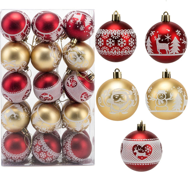 30 Pcs Christmas Balls Ornaments – 2.36'' Red & Gold Shatterproof Xmas Decorations