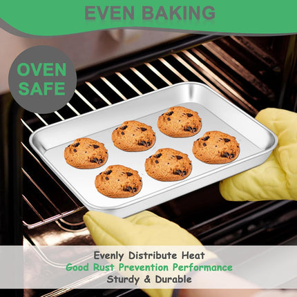 10.4" Stainless Steel Baking Sheet Pan, Rolled Rim Cookie Tray, Rustproof