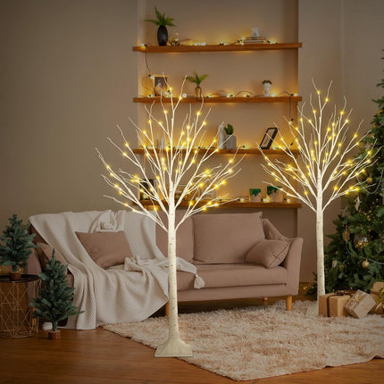 4FT LED Birch Trees 2-Pack, Warm White Twinkling Christmas Home Decorations