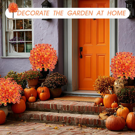23" Fall Faux Mum Flowers 2pcs, Outdoor UV-Resistant Shrubs for Autumn Decor