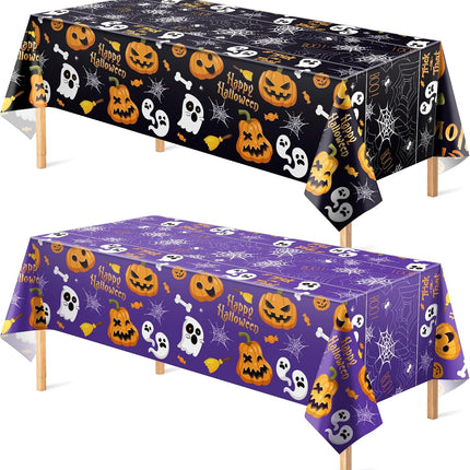 2-Pack Disposable Halloween Plastic Tablecloths, Party Table Decor Indoor Outdoor