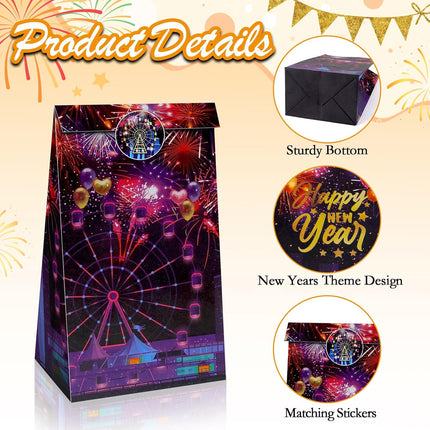 12-Piece 2026 Happy New Year Bags – Colorful Gift & Greeting Bags