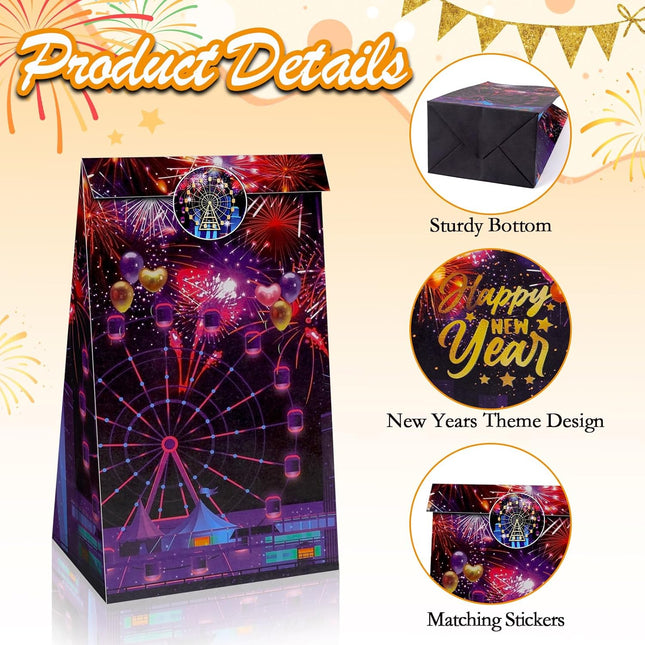 12-Piece 2026 Happy New Year Bags – Colorful Gift & Greeting Bags