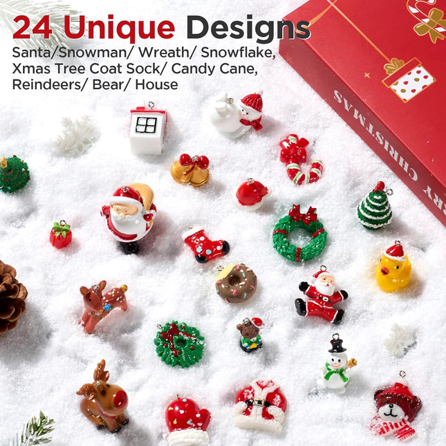 Mini Christmas Ornaments Set of 24 – Cute Resin Christmas Tree Figures by Sooez