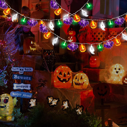 20FT Halloween String Lights, 40 LED 3D Pumpkin Bat Ghost Spider, Waterproof