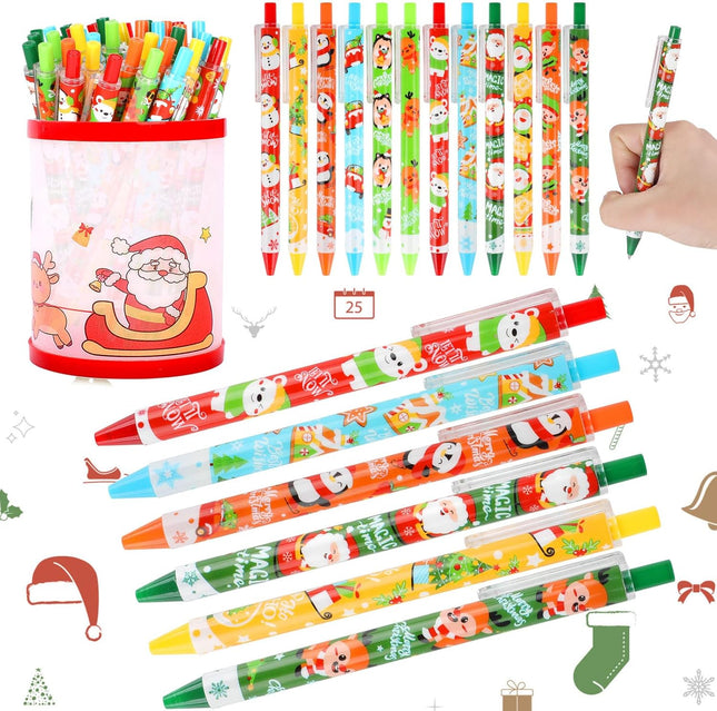 36PCS Christmas Ballpoint Pens – Retractable Gel Ink Cartoon Pens for Kids & Party