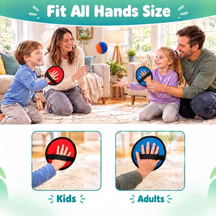 4 Player Toss and Catch Ball Game Set with 4 Paddles, 4 Sticky Balls and Carry Bag