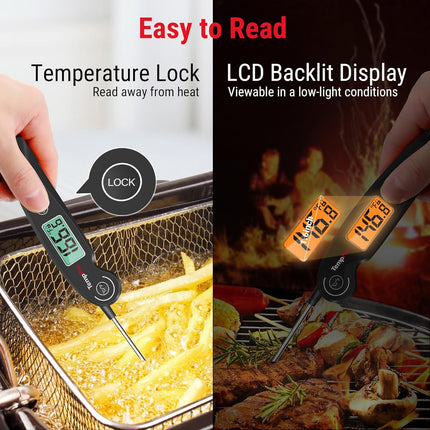 TP605 Instant Read Meat Thermometer Waterproof Digital Backlit LCD Cooking