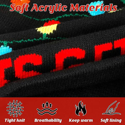 Christmas Knitted Beanie – Light-Up Xmas Hat with 6 Colorful LED Lights