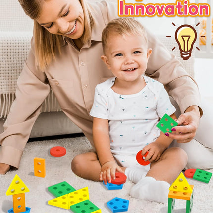 Montessori Wooden Shape Sorter – Toddler Learning Toy for Ages 1-3