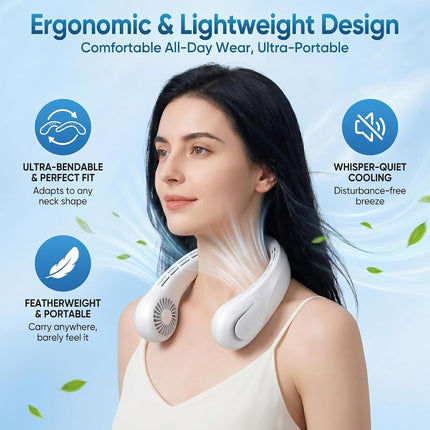 Portable Neck Fan Rechargeable Bladeless 5 Speed Personal Fan for Travel Home