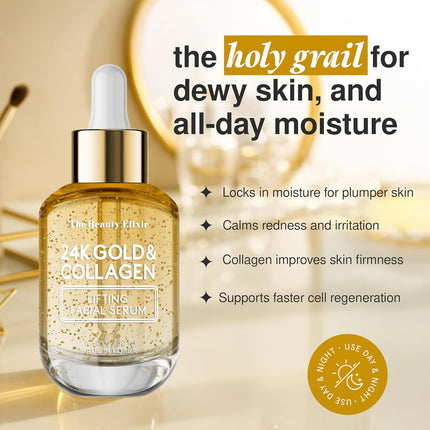 Anti-Aging Collagen Serum for Face – 24K Gold, Hydrating, Korean Skincare