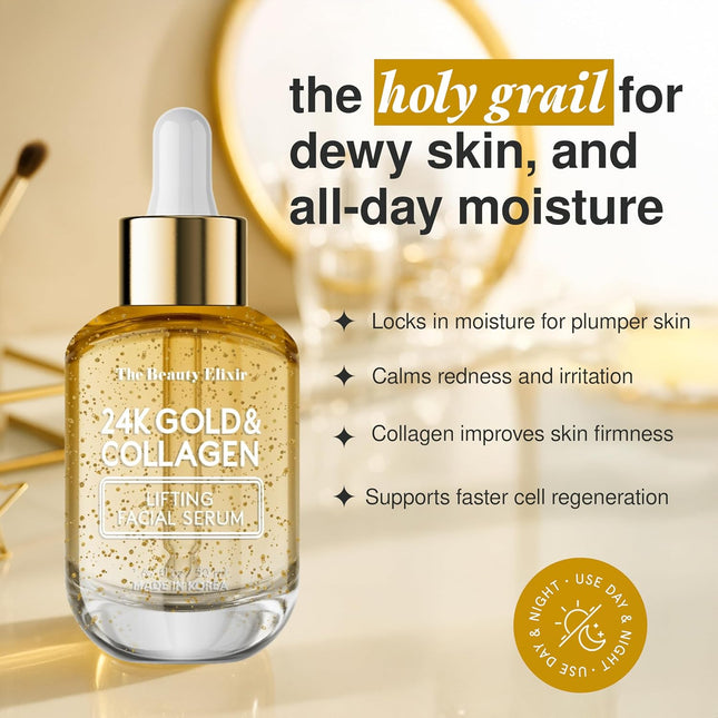 Anti-Aging Collagen Serum for Face – 24K Gold, Hydrating, Korean Skincare