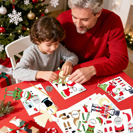 28PCS DIY Christmas Photo Frames – Snowman, Angel & Reindeer Ornaments