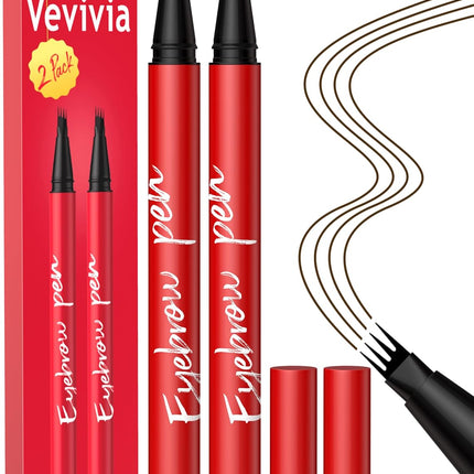 2 Pack Eyebrow Pencil Dark Brown 4 Tip Brow Pen Natural Hair Strokes