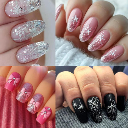 6 Sheets Christmas Nail Art Stickers – Snowflake, Christmas Tree & Colorful Snowflake Nail Decals