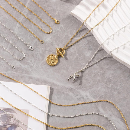 24 Pack Necklace Chains Bulk Gold Silver Plated DIY Jewelry 18 Inch Cable Link
