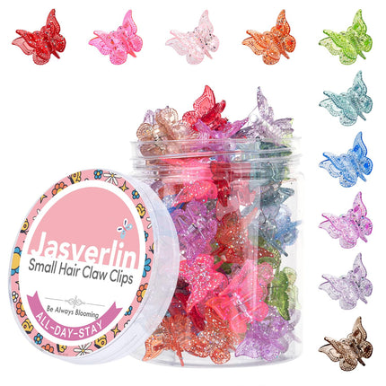 50 Pack Small Sparkly Butterfly Hair Clips Cute 90s Style Accessories