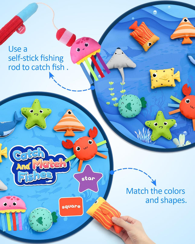 Montessori Cloth Fishing Toy – Color & Shape Learning for 6–18 Month Babies