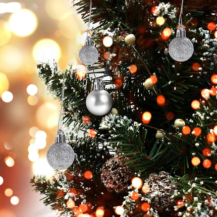 24-Pack Mini Silver Christmas Balls – Shatterproof Tree & Party Decorations