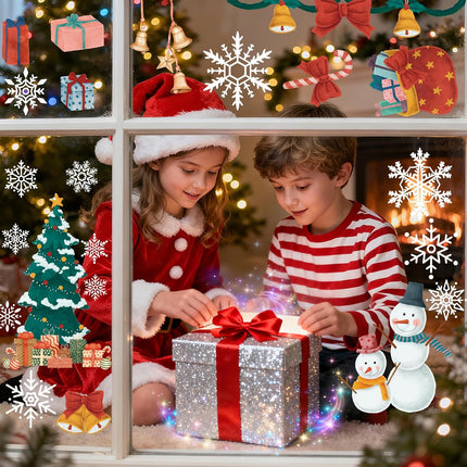 Christmas Snowflake Window Clings – Santa, Reindeer & Holiday Stickers