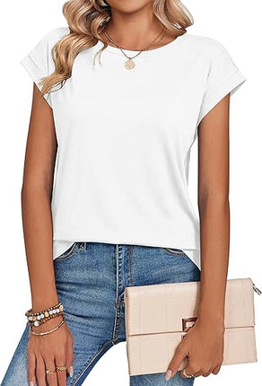 Women’s Summer Casual Cap Sleeve Tops Business Dressy Trendy Fashion Shirts