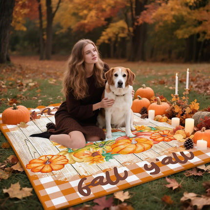 Soft Fall Throw Blanket 50x60, Pumpkin & Gnome Design for Couch Sofa or Travel