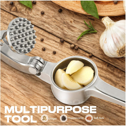 Kitchen Garlic Press Rust Proof Garlic Mincer Crusher Peeler Brush Matte