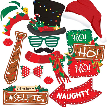 38PC Christmas Photo Booth Props Set – Party Decorations, Games, Favors & Supplies