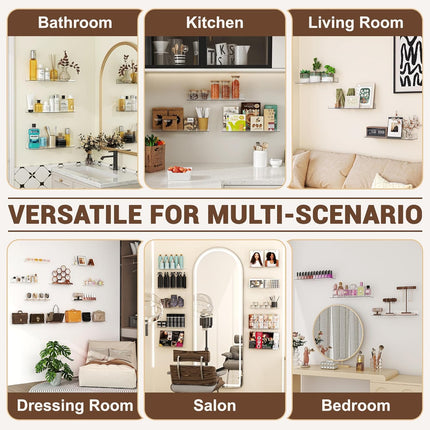 3-Pack 15" Extra Clear Floating Wall Shelves – Bedroom, Living Room, Kitchen