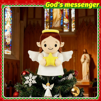 Christmas Tree Topper Angel 9'' Plush Cartoon Star Decoration Xmas Decor