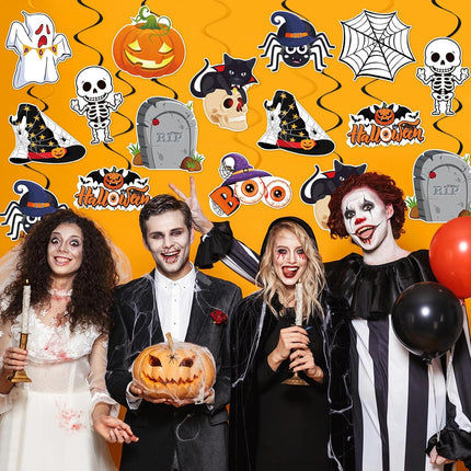 40-Piece Halloween Hanging Swirls, Pumpkin Spider Ghost Ceiling Streamers Party Decor
