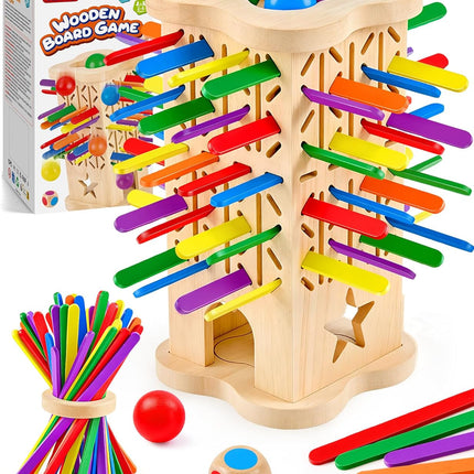 Montessori Wooden Board Game Fine Motor Color Matching Toy Kids Ages 3-8