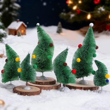 6PCS Wonky Table Christmas Trees Whimsical Bendable Tabletop Holiday Decor