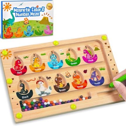 Wooden Montessori Busy Board – Magnetic Color & Number Maze for Toddlers