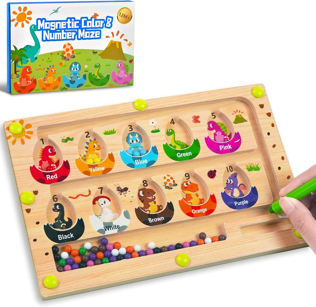 Wooden Montessori Busy Board – Magnetic Color & Number Maze for Toddlers