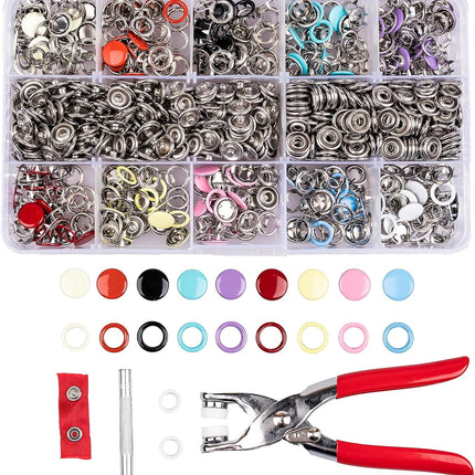 200 Set Snap Button Kit 9.5mm with Pliers Tool for Sewing DIY Crafts