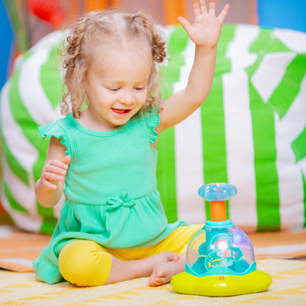 Press & Glow Spinner Musical Baby Toy, Cause & Effect Learning Toy, 6 Months+