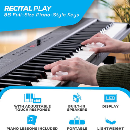 88-Key Keyboard Piano – 480 Sounds, USB MIDI, Speakers, Pedal & Headphones