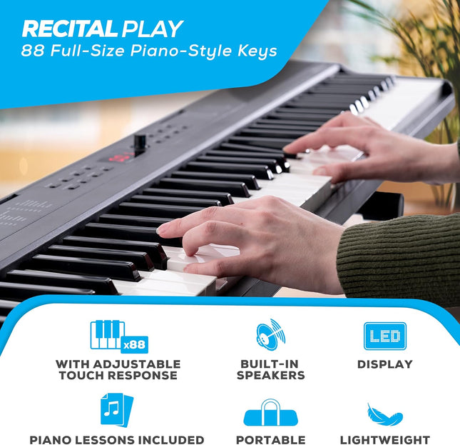 88-Key Keyboard Piano – 480 Sounds, USB MIDI, Speakers, Pedal & Headphones