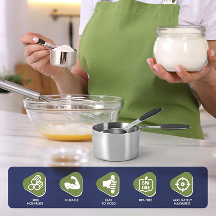 10 Pack Measuring Cups and Spoons Set Heavy Duty Dishwasher Safe Black