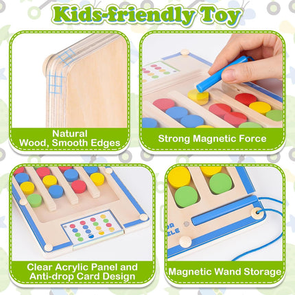 Montessori Magnetic Wooden Toys for Kids Age 3-7 Educational Preschool Puzzle Game