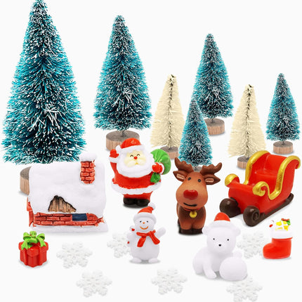 Christmas Miniature Decorations, Ornaments, Trees, Snowman, Santa & Snowflakes Set